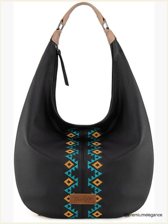 Handbags - Large Western Aztec Embroidery Hobo Bag Zipper Shoulder Bag